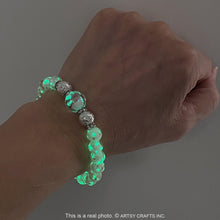 Load image into Gallery viewer, ARTSY Crafts Glow in the Dark Firefly Beads Bracelet for Women, Luminous Glass Beads Healing Crystal Glowing Beaded Bracelets, Mermaid Bracelet, Stretch Stackable Bangle Wristband (White)
