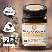 Load image into Gallery viewer, MANUKA DOCTOR - MGO 525+ Manuka Honey Monofloral (1.1 lbs) 100% Pure New Zealand Honey. Certified. Guaranteed. RAW. Non-GMO
