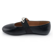 Load image into Gallery viewer, Gradinery Metal Buckle Mary Jane Ballet Flats Shoes Round Toe Slip On Casual Dress Ballerina Shoes Metal Black Size 6
