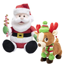 Load image into Gallery viewer, Cuddle Barn | Tooty Rudy 10" Reindeer &amp; Jingling Santa 11” | Animated Stuffed Animal Plush Toy for Christmas
