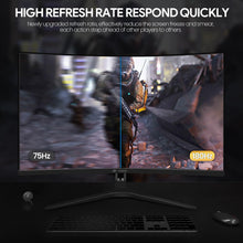 Load image into Gallery viewer, CRUA 27" 144Hz/180Hz Curved Gaming Monitor, FHD 1080P VA Screen 1800R Computer Monitors, 1ms(GTG) with FreeSync, Low Motion Blur, DisplayPort, HDMI, Support Wall Mount Install- Black
