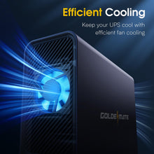 Load image into Gallery viewer, GOLDENMATE 1000VA/600W Lithium UPS Battery Backup &amp; Surge Protector, Backup Battery Power Supply with LiFePO4 Batteries(153.6 Wh), Sinewave UPS System, 10 Years Lifespan, 8 Outlets, LCD Display, Gray
