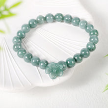 Load image into Gallery viewer, HL1971 Real Jade bracelet for Women, Natural Jadeite Handmade Carved Peach Blossom Stretch Beaded Beads Jade Bangle Jewelry, Feng Shui Prosperity Blue-Green Jades bracelets,for Valentine's,Mother,Christmas (5)
