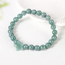 Load image into Gallery viewer, HL1971 Real Jade bracelet for Women, Natural Jadeite Handmade Carved Peach Blossom Stretch Beaded Beads Jade Bangle Jewelry, Feng Shui Prosperity Blue-Green Jades bracelets,for Valentine's,Mother,Christmas (5)
