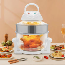 Load image into Gallery viewer, HOLMZCED 18Qt Air Fryer with Grill, Glass Airfryer with Adjustable Temperature&amp;Timer 360° Viewable Airy Fryer with Expansion Ring for Home Kitchen
