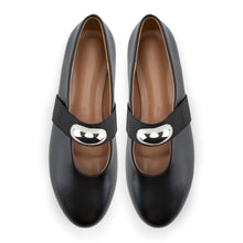 Load image into Gallery viewer, Gradinery Metal Buckle Mary Jane Ballet Flats Shoes Round Toe Slip On Casual Dress Ballerina Shoes Metal Black Size 6
