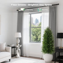 Load image into Gallery viewer, 3FT Artificial Cedar Topiary Trees (2 Pack) - UV Resistant Fake Evergreen Shrubs with Extra Dense Foliage, Realistic Potted Faux Plants for Front Porch &amp; Garden Decor
