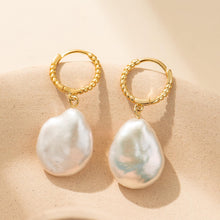 Load image into Gallery viewer, Vitalitti Baroque Pearl Drop Dangle Earrings, Dainty Gold Earrings for Women, Luxury Lustrous Baroque Pearl Jewelry
