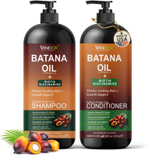 Load image into Gallery viewer, VANIDOX Batana Oil Shampoo and Conditioner Set – Biotin &amp; Niacinamide Infused – Sulfate-Free, Paraben-Free – Moisturizing &amp; Strengthening Hair Care for All Hair Types – 2 x 16 fl oz
