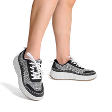 Load image into Gallery viewer, DREAM PAIRS Women Chunky Arch Comfortable Casual Platform Fashion Sneakers.,Size 7.5,Black/White,SDFN2379W
