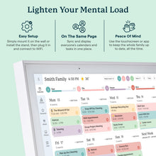Load image into Gallery viewer, Skylight Calendar: 15-inch Wall Planner Digital Calendar &amp; Chore Chart, Smart Touchscreen Interactive Display for Family Schedules – Wall Mount Included, Great for Organizing Your 2026 Calendar
