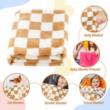 Load image into Gallery viewer, GreatBba Plush Checkered Baby Blanket,30 x 40 Inch Fleece,Orange White
