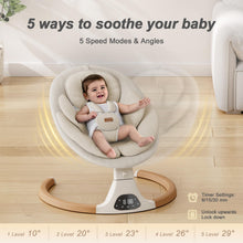 Load image into Gallery viewer, Baby Swings for Infants, Monamii Baby Swing, Infant Swing with 5 Speeds, 10 Lullabies, Electric Swing for Baby, Indoor &amp; Outdoor Use (Beige)
