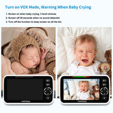 Load image into Gallery viewer, HelloBaby No WiFi Baby Monitor 5" Screen 30-Hour Battery Pan-Tilt-Zoom Video Upgrade with Camera and Audio, Night Vision, VOX, 2-Way Talk, 8 Lullabies and 1000ft Range, HB6550
