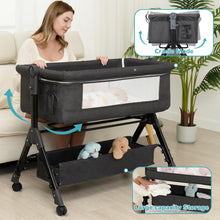 Load image into Gallery viewer, BCOL Baby Bassinet, Bedside Bassinet for Baby, 3 in 1 Bassinet Bedside Sleeper with Wheels, Mosquito Net, Adjustable Easy Folding Portable Bed for Infant Newborn (Dark Grey)
