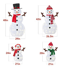 Load image into Gallery viewer, Best Choice Products 4ft 4-Piece 2D Lighted Christmas Snowman Family Set, Large Outdoor Yard Decor Holiday Decoration w/ 160 Twinkling LED Lights
