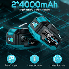 Load image into Gallery viewer, 1/2 Inch Cordless Impact Wrench, 900 Ft-lbs (1200 N·m) High Torque Brushless Impact Driver Gun, 2300 RPM, 2×4.0 Ah Batteries, LED Light, 4 Sockets, Variable Speed Power Tool for Car &amp; Tire Removal
