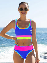 Load image into Gallery viewer, popvil High Waisted Bikini Sets for Women Tummy Control Swimsuits 3 Piece Bathing Suits Neon Swimwear with Skirt 2026 RoyalBlue S
