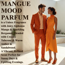 Load image into Gallery viewer, AHUJA Mangue Mood – 3.4 oz Parfum | Unisex Mango Floral Scent | 30% Long Lasting Oil | Alphonso Mango, Bergamot, Tuberose, Amber, Sandalwood | Luxury Yellow Gift Box | “Some Moods Stay Golden”
