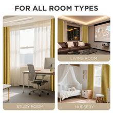 Load image into Gallery viewer, Joydeco Blackout Curtains for Bedroom - 100% Light Blocking 2 Panels Set Yellow Drapes 42"W x 108"L, Thermal Insulated Room Darkening Curtains, Linen Textured for Living Room, Rod Pocket &amp; Back Tabs
