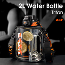 Load image into Gallery viewer, TKK Half Gallon Water Bottle Jug with Straw Large Capacity Plastic Water Bottle Dishwasher Safe 1/2 Gallon 64 Oz Water Bottle Jug BPA Free Tritan for Gym Yoga Travel Camping Outdoor Black
