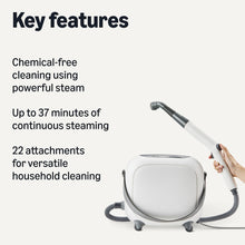 Load image into Gallery viewer, Amazon Basics Multipurpose Steam Cleaner for Home with 22 Accessories, Chemical-Free Cleaning, Powerful Steam, 51oz Tank, 1500W, White
