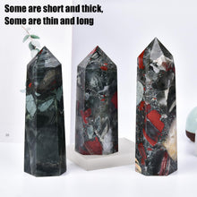 Load image into Gallery viewer, MOGEMT Africa Bloodstone Obelisk Tower Large Natural Healing Crystal Point Wand 6 Faceted Reiki Meditation Home Decor 1.5-2 LBS
