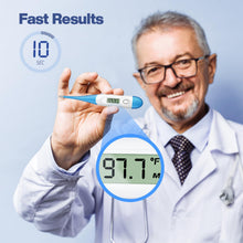 Load image into Gallery viewer, Boncare 10 Seconds Oral Thermometer for Adults and Kids - Accurate &amp; Safe Rectal Thermometer for Baby with Fever Alarm, Digital Thermometer (Light Blue)
