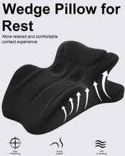Load image into Gallery viewer, HOMEPAC Ergonomic Memory Foam Wedge Pillow, 27° Angled Support for Neck and Waist, Multi-Position Support Pillow (Black)
