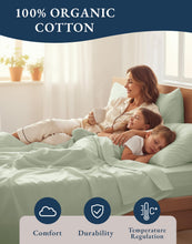 Load image into Gallery viewer, LANE LINEN 100% Organic Cotton Sheets Queen Size Bed Set, Machine Wash Eco Friendly Sustainably Produced Cotton Queen Sheet Set, Soft &amp; Comfy Long Stabple Naturally Cooling Sheets– Mineral
