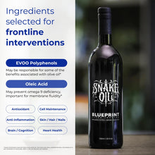 Load image into Gallery viewer, Blueprint Bryan Johnson Extra Virgin Olive Oil - Cold Pressed Polyphenol Rich EVOO (over 400 mg/kg), Smooth Peppery Flavor, Keto &amp; Paleo Friendly, 3rd Party Verified, Single Source, 750ml Glass Bottle
