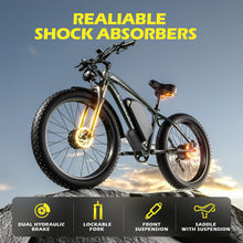 Load image into Gallery viewer, Electric Bike for Adult, 36Ah 52V Dual Motor Ebikes, 51MPH Peak 6000W Electric Bike Fastest Ebike, 130 Miles Electric Bicycle, 26” Fat Tire Mens E Bike, Hydraulic Brake, 7 Speed, Front Suspension
