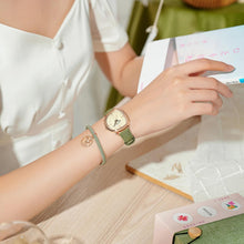 Load image into Gallery viewer, Valence Womens Watches, 2025 Italian Genuine Leather Small Face Wristology Watches for Women, Valentine's Day Gift Fashion Ladies Watch, Advanced Texture Dial Watches with Green Cloth Strap

