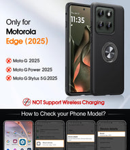 Load image into Gallery viewer, JAME for Motorola Edge 2025 Case, Dual Layer Military Grade Protection Shockproof Cover with Ring Holder Stand Kickstand, Slim Fit Protective Phone Case for Motorola Moto Edge 2025, Black
