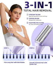 Load image into Gallery viewer, Ufree Bikini Trimmer Electric Razors for Women, Ceramic Blade Body Hair Trimmer, IPX7 Waterproof Rechargeable Lady Shaver, Personal Groomer for Legs &amp; Pubic Hair, Gifts for Women, Purple
