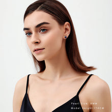 Load image into Gallery viewer, YAMI Pearl Earrings for Women, Saltwater Cultured Pearls 6-10MM, 925 Sterling Silver Hypoallergenic Earrings for Women, Black Stud Earrings for Sensitive Ears, Jewelry Gifts, 8-8.5MM

