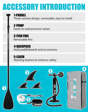 Load image into Gallery viewer, FunWater SUP Inflatable Stand Up Paddle Board 10'6×33"×6" Ultra-Light Inflatable Paddleboard with ISUP Accessories,Fins,Adjustable Paddle, Pump,Backpack, Leash
