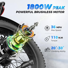 Load image into Gallery viewer, M1 Electric Bike for Adults with 1800W Peak Motor, 26'' x 4.0'' Fat Tire Electric Bike, 48V 17.5Ah Battery, 85 Miles Electric Mountain Bike, 36MPH 7 Speed Electric Bicycle with Front and Rear Baskets
