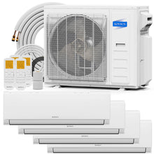 Load image into Gallery viewer, ROVSUN 4 Zone 38000 BTU (12K/12K/12K/12K) Mini Split AC/Heating System, 20 SEER2 Quad Zone Ductless Wall Mounted Air Conditioner with Pre-Charged Condenser, Heat Pump &amp; 25Ft Line Set, 208-230V
