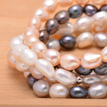 Load image into Gallery viewer, 8-9 MM Cultured Freshwater Baroque Pearl Stretch Bracelet 7 Inch, Dyed Greenish Black
