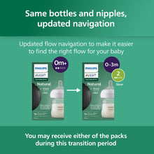 Load image into Gallery viewer, Philips Avent Natural Glass Baby Bottles with Natural Response Nipples (Slow Flow, Flow 2), 4oz, 4-Pack, SCY910/04

