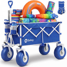 Load image into Gallery viewer, Sekey Heavy Duty Beach Wagon with 9" Big Sand-Proof Wheels – 600lb Capacity, 200L Oversized Foldable Cart | Adjustable Handle &amp; All-Terrain Tires for Sand, Camping, Groceries

