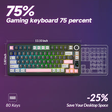 Load image into Gallery viewer, AULA S75 PRO Wireless Mechanical Keyboard with Screen&amp;Knob, 75% Hot Swappable Gaming Keyboard with Pre-lubed Switches, RGB Backlit, PBT Keycaps Creamy Sounding Pc Gaming Keyboards
