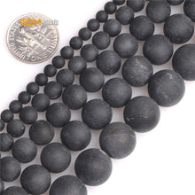 Load image into Gallery viewer, GEM-Inside 8mm Natural Black Tourmaline Gemstone Frosted Matte Rond Spacer Loose Beads for Jewelry Making 15"
