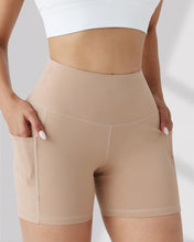 Load image into Gallery viewer, Biker Yoga Shorts with Pockets for Women,High Waisted Athletic Running Workout Gym Shorts Tummy Control 5"(Nude, XL)
