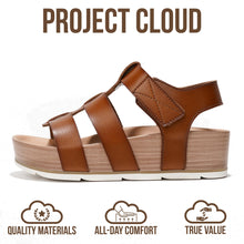 Load image into Gallery viewer, Project Cloud Platform Sandals Women - Comfortable Plush &amp; Soft Insole Ladies Wedges - Non Slip &amp; Lightweight Strap Wedge Sandals for Women 2026 (PHASED,SCOTCH, 8)
