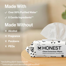 Load image into Gallery viewer, The Honest Company Hypoallergenic Multi-Use Baby Wipes for Sensitive Skin, Pattern Play, 720 Count
