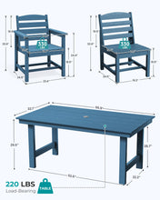 Load image into Gallery viewer, SERWALL Patio Dining Sets for 6 Person, HDPE Dining Set with 6 Armless Chairs, Blue
