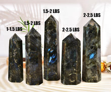 Load image into Gallery viewer, MOGEMT Large Labradorite Crystal Tower Natural Healing Crystal Point Wand Obelisk 6 Faceted Reiki Chakra Meditation Therapy Home Decor Gift 1.5-2 LBS
