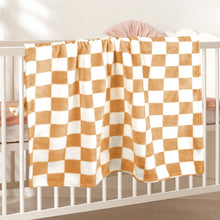 Load image into Gallery viewer, GreatBba Plush Checkered Baby Blanket,30 x 40 Inch Fleece,Orange White
